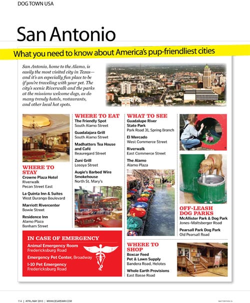 San Antonio, a favorite travel spot of Cesar Millan.