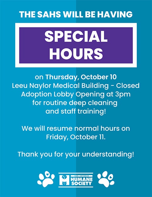 sahs special hours oct 11